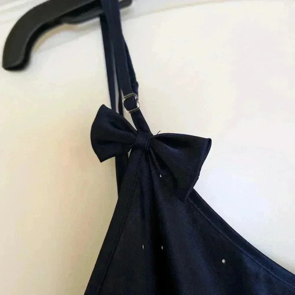 Vintage 3X vanity Fair dark blue and white polka dot chemise - Picture 4 of 6